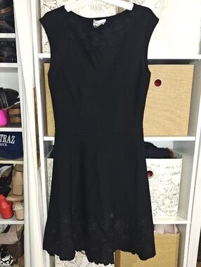 Milly Black Dress, Floral Embroidery